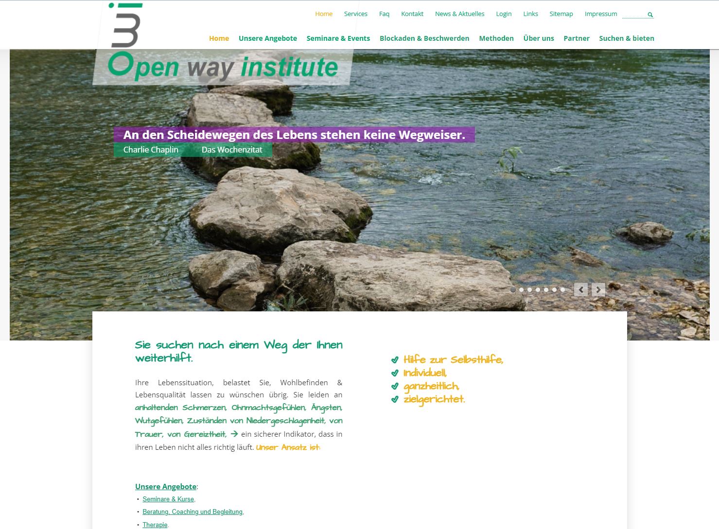 Das owi - open way institute Partner der The Good Solution GmbH für Beratung, Coaching, Therapie und Seminare für den privaten Bereich - owi - open way institute  - www.open-way-institute.org